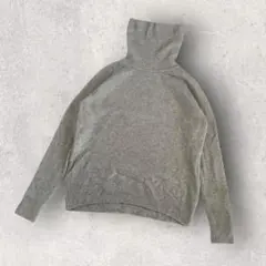 【無印良品】MUJI ニット ラグランスリーブ タートルネック グレー