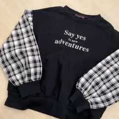 Lovetoxic チェック柄袖 トレーナー SS (130)