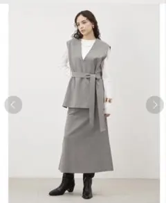 Mila Owen リバーライクベストスカート セットアップ 格子チェック