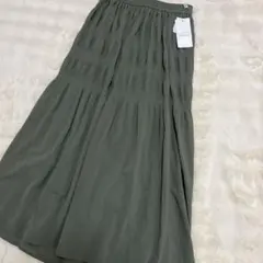 （新品）ELENCARE DUE マジョリカプリーツ ロングスカート カーキのサムネイル