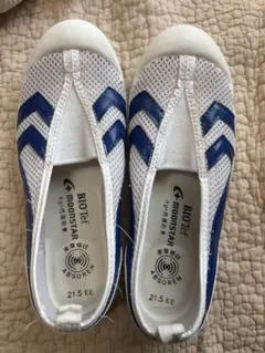 ムーンスター 上履き 21.5 EE ホワイト/ブルー