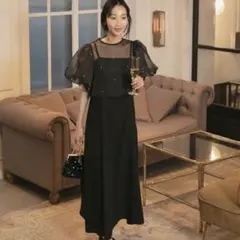 forksy. オーガンジーパールトップスセットサテンキャミワンピース