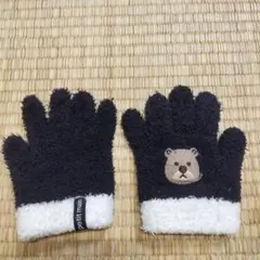 クマ刺繍ニット手袋 ブラウン 5本指 - メルカリ