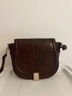 ダークブラウン クロコダイル風 ショルダーバッグ