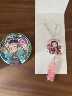 鬼滅の刃イオン炭治郎・禰豆子 ピンバッジとキーホルダーセット