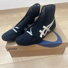 【新品】アシックス レスリングシューズ 黒x シルバー　27cmのサムネイル