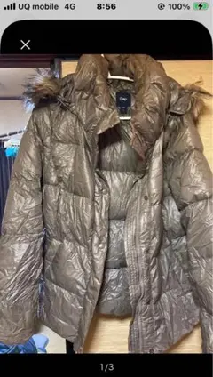 GAP フード付きダウンジャケット ブラウン