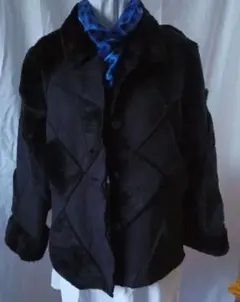 ファーコート パッチワーク デザイン 黒い毛皮