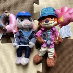 ディズニー　ズートピア2 ニック＆ジュディ　ぬいぐるみバッジセット