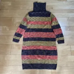 TABASA ストライプ タートルネックニットワンピース