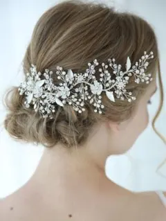【美品】ヘッドドレス ヘッドパーツ ウェディング ブライダル ヘアアクセサリー