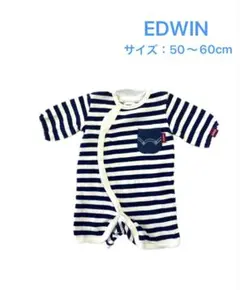 EDWIN エドウィン ベビー ロンパース 50〜60 ボーダー 紺 白 長袖のサムネイル