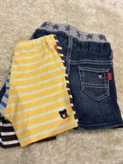 デニムショートパンツとストライプTシャツセット