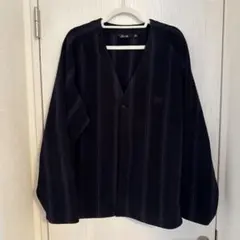 UNIQLO XL ネイビー紫ストライプカーディガン