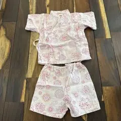 薄ピンク　花火模様甚平 80cm