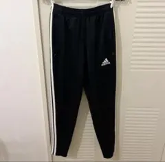 adidas ブラック サイドストライプ パンツ M