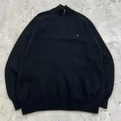 ラルフローレン　ハーフジップ　カシミヤ混　トップス　ニット　古着　ブラック　M