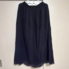 VIS ネイビー刺繍ロングスカート
