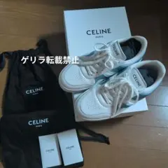 CELINE セリーヌ　スニーカー 38 セリーヌ ブロック 厚底スニーカー レザー ホワイト レディース