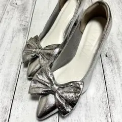【VIVAIA】リボンデザイン ポインテッドトゥパンプス結婚式 二次会パーティー