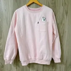 RIpndip 猫　 トレーナー スウェット ピンク 裏起毛 US古着