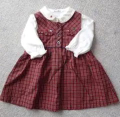 ファミリア　ワンピース　ジャンパースカート　チェック　ブラウス　100cm