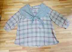 新品タグ付 shuca チェックセーラーシャツ L