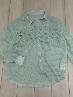 フリルドッキング オーバーシャツ シアー