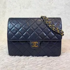 CHANELマトラッセ ショルダーバッグ ネイビーA-8041