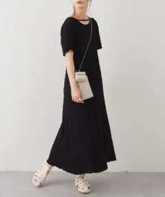 ◆ Kastane カスタネ カットシャーリング ワンピース ブラック 1