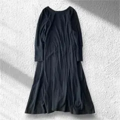 【ニコアンド】ロングワンピース 綿混 前後Vネック 長袖 シンプル 3