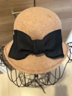 CA4LA ベージュリボン付きウールハット