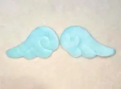 天使の羽　エンジェルヘアクリップ　ミントグリーン２個セット　ふわふわ