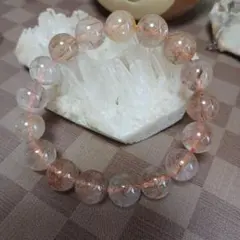 蜜糖の輝き】極上金箔ルチル＆草莓晶 14mm 贅沢ミックスブレスレット 