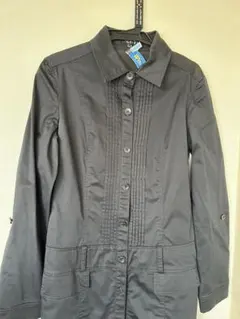 濃紺長袖シャツワンピース M