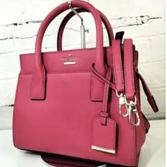 ケイトスペード ロゴメタル レザー 2way ショルダーベルト付 ハンドバッグ