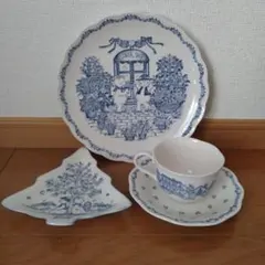 ニッコー花屋のイラストのテディーズプレート　約23cm　ティーカップセット