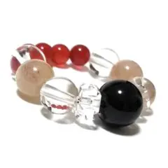 天然石リング☆ブラックオニキス　クリスタル　ストロベリークォーツ　瑪瑙