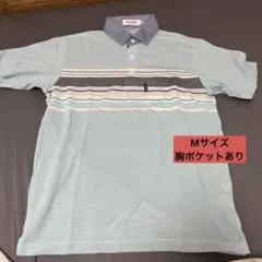 【未使用品】INSPIRE ポロシャツ ボーダー 青 半袖 Mサイズのサムネイル