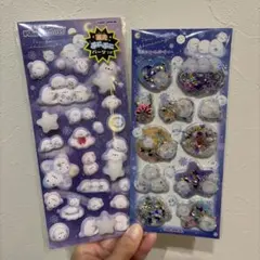 ピカプニシール　光る　ぷにぷに　シマエナガ　２枚セット　スパンコール