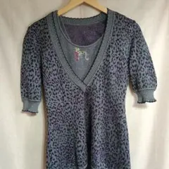 グレー・紫のヒョウ柄アンサンブルセット