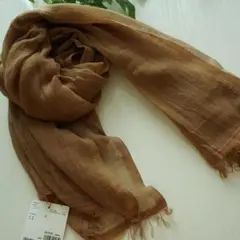 新品 ユニクロ INES 大判ストール 綿麻 コットンリネン カーキ