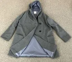 【Beaumont Carr 】フード付きウールコート ・Lサイズ・グレー