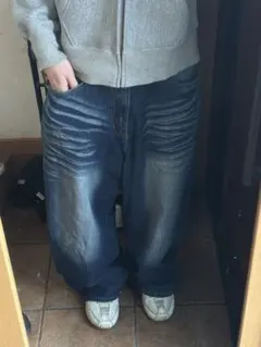 H＆M似 バギーデニム ダークブルー