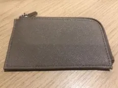 B品　メンズ　レディース　キーフック付　小銭入れ　パスケース　グレー黄土色系　⓵