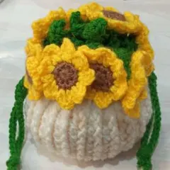 ひまわり ブーケ風巾着 ハンドメイド