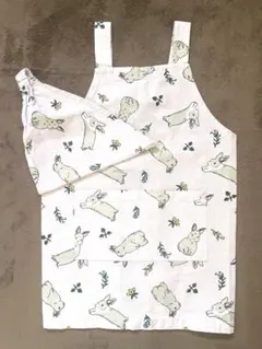 キッズ　女の子　エプロン、三角巾セット