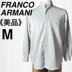 【美品】グレー スタンドカラー長袖シャツ 替ボタンFRANCO ARMANI