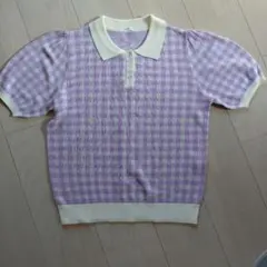 COLZA パフスリーブ ポロシャツ チェック柄 Mサイズのサムネイル