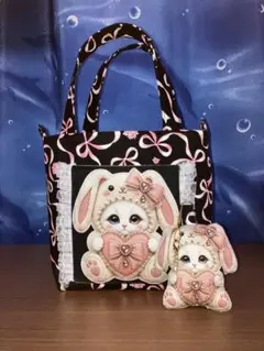 パネルハチワレ猫ちゃんレースフリルトートバッグ コヤンイサムチョン